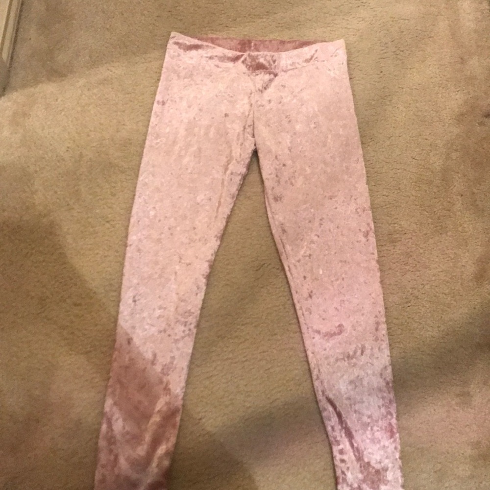 Blush pink velvet leggings